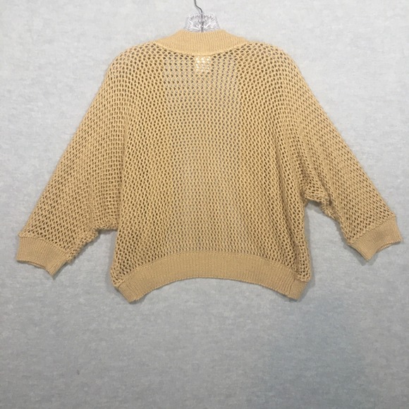 Faded Glory Large Tan Dolman 3/4 Sleeve Open Cardigan Tapered Hem Open Knit - Picture 2 of 12
